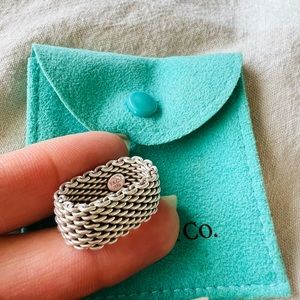 Tiffany & Co Sterling Silver Somerset Mesh Weave Ring Unisex